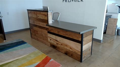 Hand Crafted Reclaimed Wood/Steel Reception Desk by re.dwell | CustomMade.com