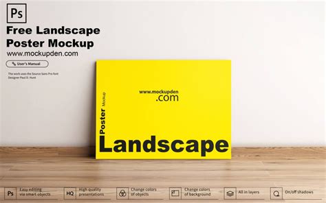 Free Landscape Poster Mockup PSD Template - Mockup Den