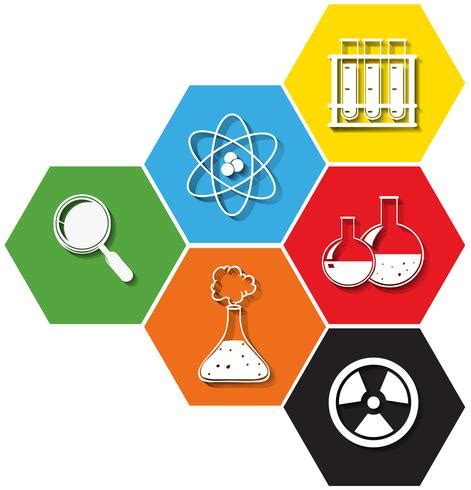 Science symbols on hexagon background 296218 Vector Art at Vecteezy