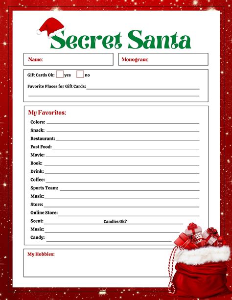 FREE Secret Santa List Printable Questionnaire: 2 Options! - Leap of ...