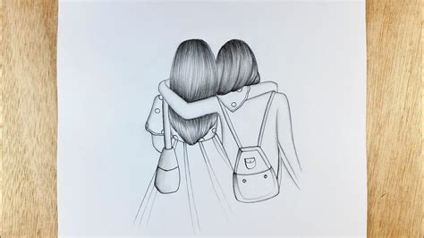 Details more than 82 two best friends hugging drawing latest - xkldase.edu.vn