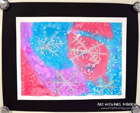 Watercolor Snowflake Paintings (3rd) | Art with Mrs. Nguyen