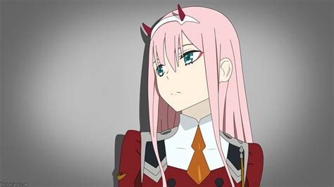 Darling In The FranXX Zero Two Hiro Zero Two With Pink Hair With Gray Background 4K HD Anime ...