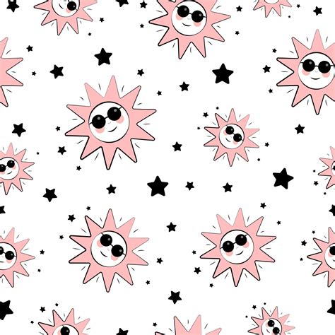 Seamless texture with sun and stars 36145802 Vector Art at Vecteezy