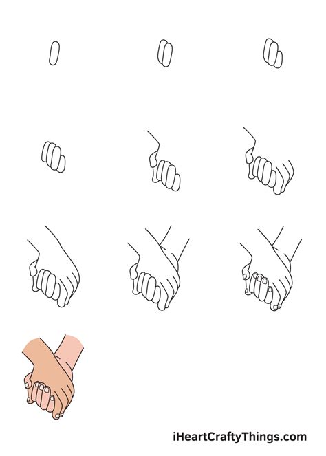 Holding Hands Drawing - How To Draw Holding Hands Step By Step