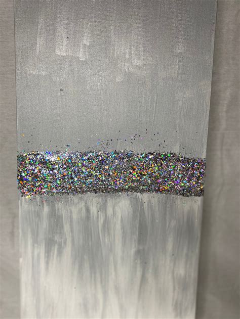 SILVER GLITTER Wall Art Acrylic Paint Canvas Chunky - Etsy