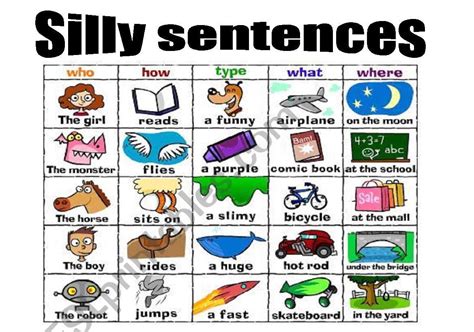 Silly sentences with lesson plan - 3 pages! - ESL worksheet by azzay