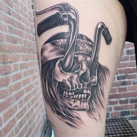 Evil Skull Tattoo, Skull Sleeve Tattoos, Bike Tattoos, Skull Tattoo ...