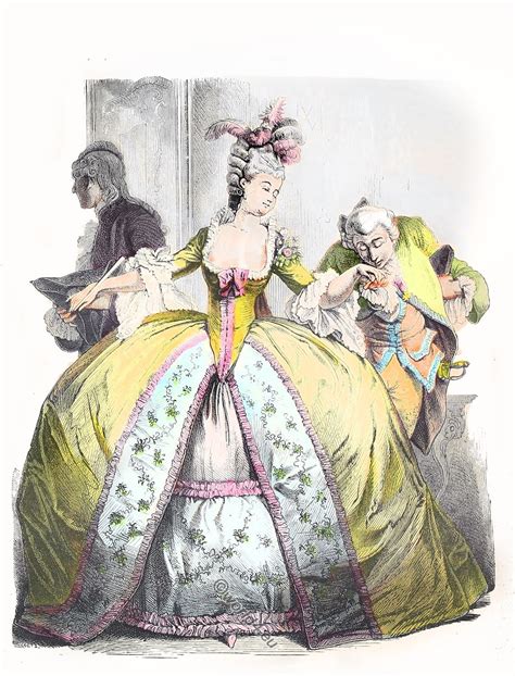 French fashion and costume history of the 18th century. Era of the Rococo.