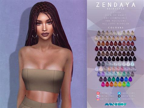 The Sims Resource - [Patreon] Zendaya Hairstyle | Sims 4 black hair, Sims 4 afro hair, Sims 4 ...