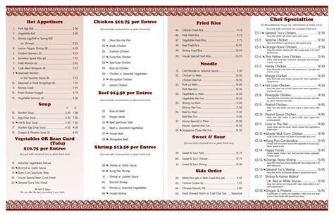 Menus - Master of the Wok