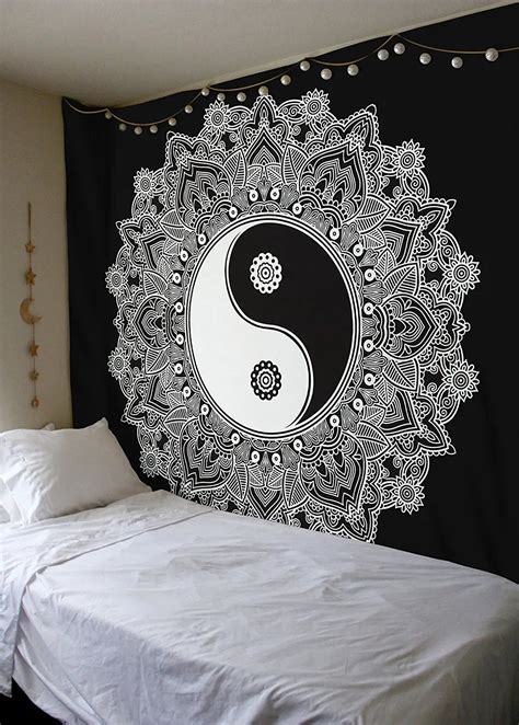 Black and White Tapestry YinYang Wall Hanging Tapestry Mandala ...