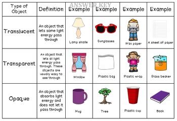 Transparent, Translucent, and Opaque Sort by The Teaching Chick | TPT