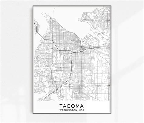 Tacoma Map Print City Map Prints Tacoma Map City Maps | Etsy