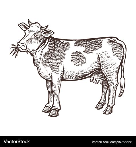 Cow farm animal sketch isolated on the white Vector Image