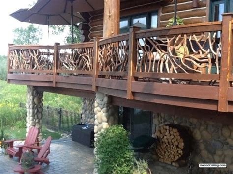 Gorgeous Curved Deck Railing Installed on Log Home Circular Deck!