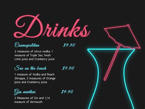 Customizable Drink Menu Templates