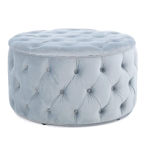 Christopher Knight Home Zelfa Velvet Ottoman, Light Grey | Velvet ottoman, Round ottoman, Ottoman