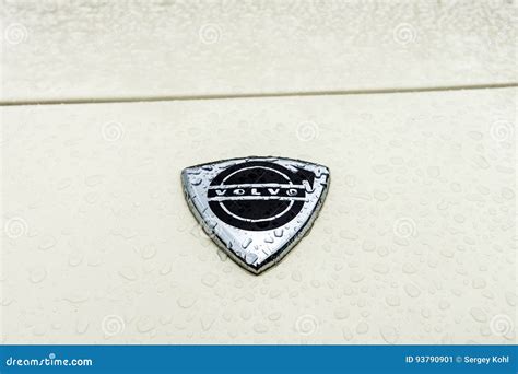 Hood Emblem of Sports Car Volvo P1800 in Raindrops on the White Background. Editorial Photo ...