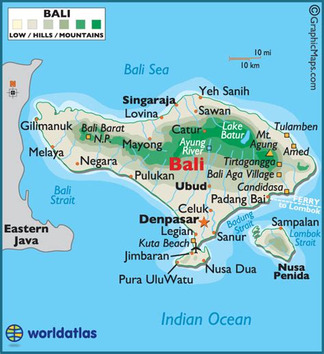 Bali Map and Travel Destination Attractions