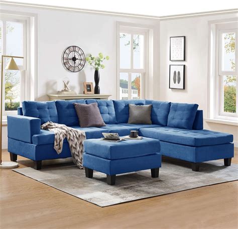 Amazon.com: Merax Sofa 3-Piece Sectional Sofa with Chaise and Ottoman Living Room Furniture ...