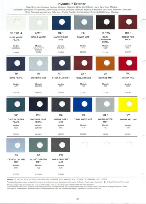 Hyundai Color Chart