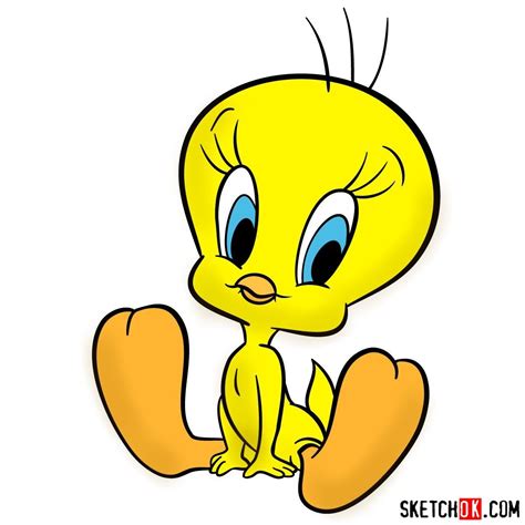 0 (0) Step-by-step drawing guide of Tweety Bird From: Looney Tunes and Merrie Melodies; Steps ...