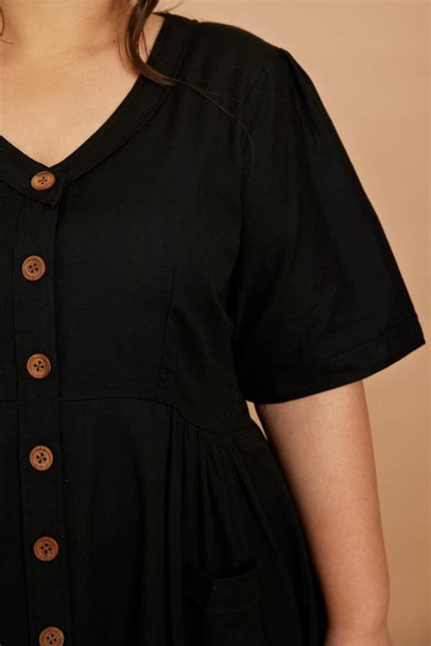 Cotton Flax Dress in Black – Pana Mina