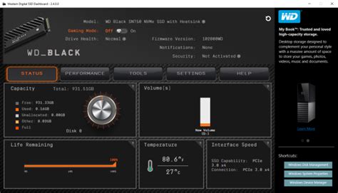 CDRLabs.com - SSD Dashboard Software - Western Digital WD Black SN750 NVMe 1TB SSD With Heatsink ...