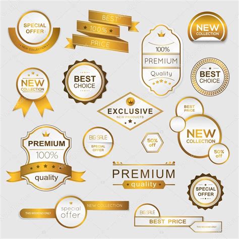 Collection of golden promo stickers — Stock Vector © Gapchuk_Olesia ...