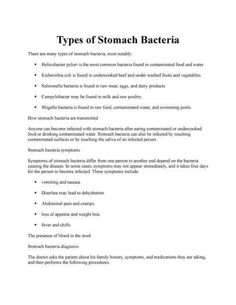 Types of Stomach Bacteria - Types of Stomach Bacteria There are many ...