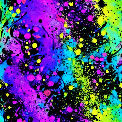 Color Neon Splatter Paint Designs on Black Background · Creative Fabrica