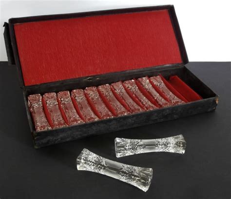 12x Crystal knife rests in case, around 1920 - Art Deco - - Catawiki