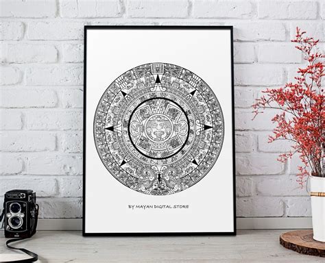 Mayan Calendar, Mayan Wall Art, Mayan Digital Paper, Mayan Decor, Mayan Art Poster, Mayan ...