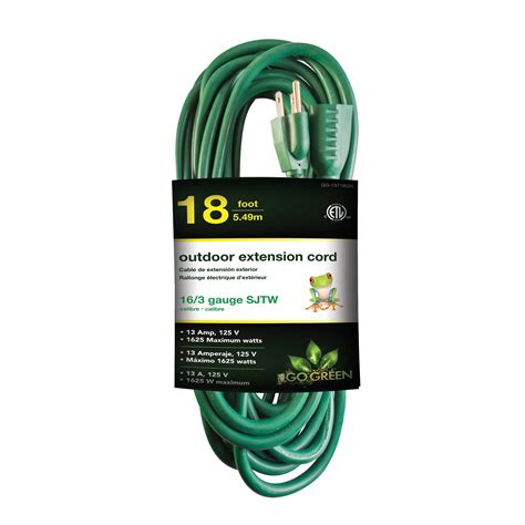 GoGreen Power 16/3 18' heavy-duty Extension Cord - Green - Walmart.com