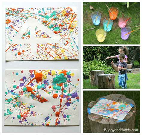 Easy Art Projects for Kids: Splatter Paint and Tape Resist - Buggy and Buddy