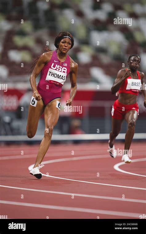 Gabrielle Thomas participating in the semi-final of the 200 meters of the Tokyo 2020 Olympic ...