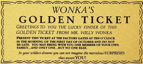 Golden Ticket Template Willy Wonka