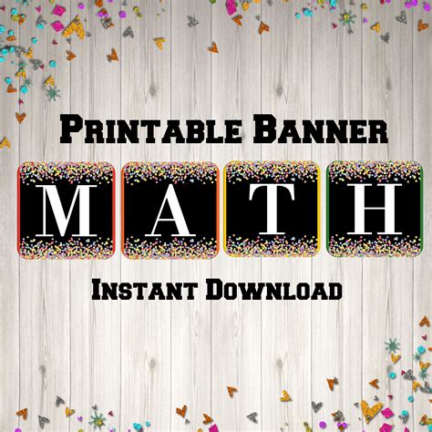 Printable Math Banner Instant Digital Download, Classroom Banner, Classroom Decor, Bulletin ...