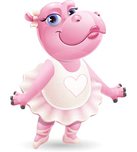 Dancing Hippo Cartoon Character Aka Hippo Ballerina Looking Through - Riset