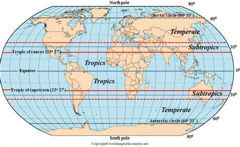 4 Free Compact Printable World Maps With Tropics And Equator