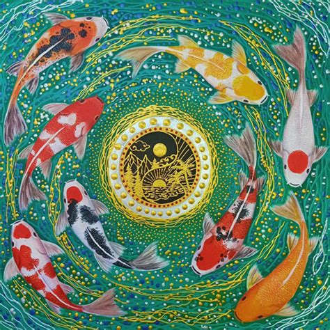 Koi Fish Japanese Art - Original Koi Painting For Sale