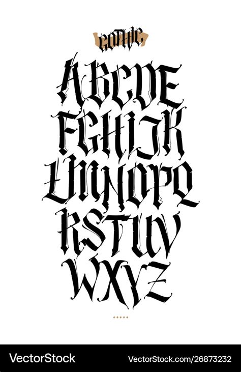 Gothic english alphabet set font for tattoo Vector Image