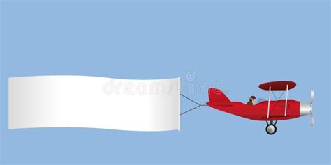 Drawing of a Plane Pulling a White Banner Stock Vector - Illustration of communication, lonely ...