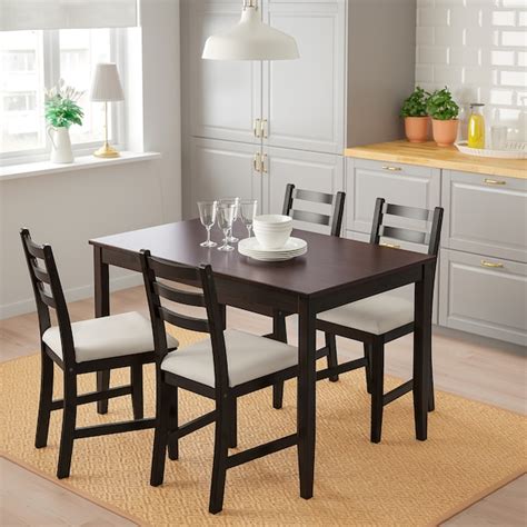 LERHAMN Table and 4 chairs, black-brown, Vittaryd beige - IKEA