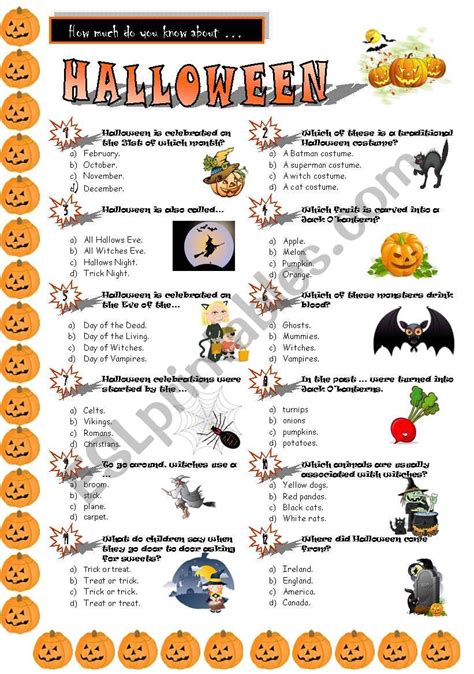 Halloween Quiz - ESL worksheet by Jayce