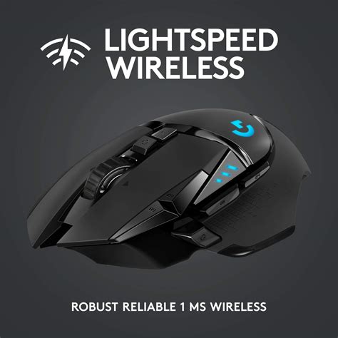 Logitech G502 LIGHTSPEED Wireless Gaming Mouse, HERO 25K Sensor, 25,600 DPI, RGB, Adjustable ...