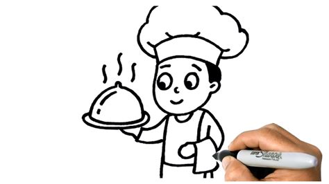 How to DRAW A CHEF EASY Step by Step - YouTube