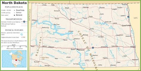 North Dakota highway map - Ontheworldmap.com