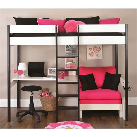 bunk beds with lounge space and desk - Google Search | Loft bed with couch, Girls loft bed, Bed ...